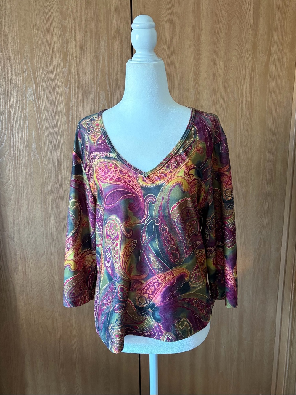 Y2K quarter sleeve paisley print top